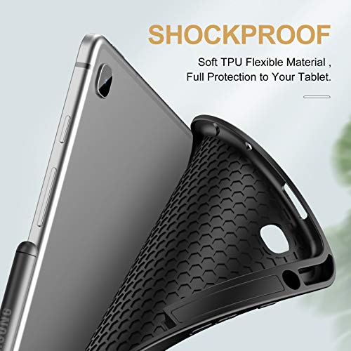 INFILAND Funda para Galaxy Tab S6 Lite con S Pen Holder, Delgada TPU Case Smart Cascara con Auto Reposo/Activación Función para Samsung Galaxy Tab S6 Lite 10.5 P610/P615,Negro