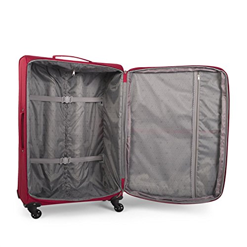 ITACA - Maleta de Viaje Cabina Blanda 4 Ruedas 55x40x20 cm Trolley Poliéster EVA. Equipaje de Mano. Resistente y Ligera. Mango y Asas. Low Cost Ryanair Vueling. I52750, Color Rojo