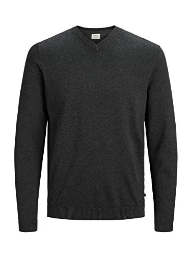 Jack & Jones Jjebasic Knit V-Neck Noos suéter, Gris (Dark Grey Melange Dark Grey Melange), XX-Large para Hombre