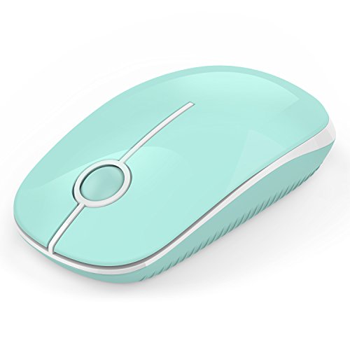 Jelly Comb Ratón Inalámbrico de 2,4 GHz con Receptor Nano para Ordenador Portátil/Macbook/Tableta, Preciso y Silencioso (Aqua Azul e Blanco)