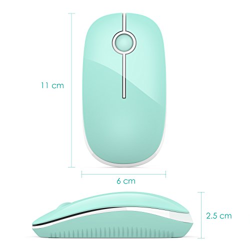 Jelly Comb Ratón Inalámbrico de 2,4 GHz con Receptor Nano para Ordenador Portátil/Macbook/Tableta, Preciso y Silencioso (Aqua Azul e Blanco)