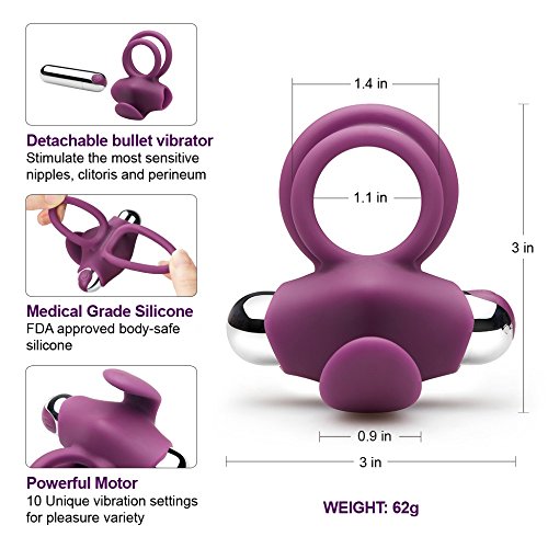 JFLXUE Anīllós Vibrạdóres Séxuáles para Parejas Hombre 10 Modos Cóckring Silicone Masculino Electrico Succión Vibration USB Recargable