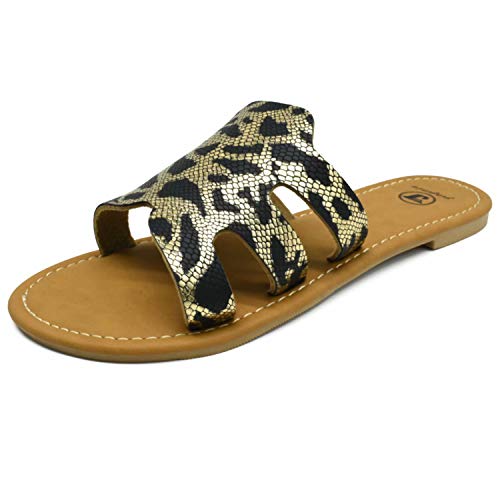 JIAJIALE Sandalias Niña Mujer Verano 2020 Cuña Planas Ortopedicas Calzado para Comodas Playa Biomecanics Zapatos Mules Mujer Romanas Zuecos Oro Negro Talla 38