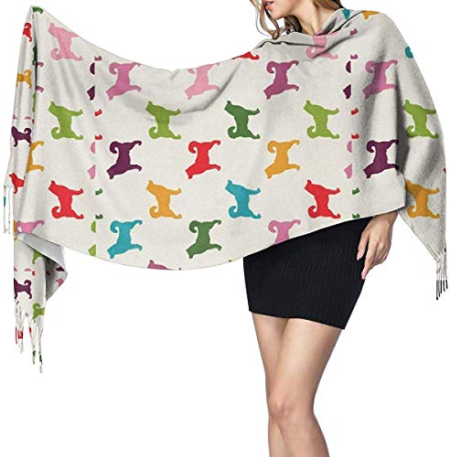 JJsister Bufandas de Mujer,Bufanda Chales para Mujer, Scarf Colorful Dogs Puppy Pattern Cozy Soft Fashion Winter Warm Large Scarf Long Shawl