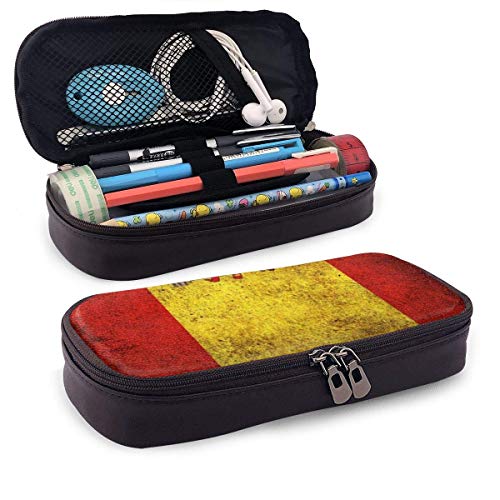 JKKSA Pencil Bag Zipper Professional Storage Vintage Spain Flag Multipurpose Stationary Case Zipper Toiletry Bag for Artist Drawing Painting Student, Back to School