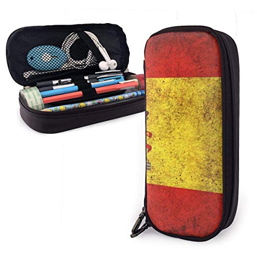 JKKSA Pencil Bag Zipper Professional Storage Vintage Spain Flag Multipurpose Stationary Case Zipper Toiletry Bag for Artist Drawing Painting Student, Back to School