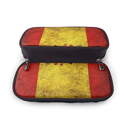 JKKSA Pencil Bag Zipper Professional Storage Vintage Spain Flag Multipurpose Stationary Case Zipper Toiletry Bag for Artist Drawing Painting Student, Back to School