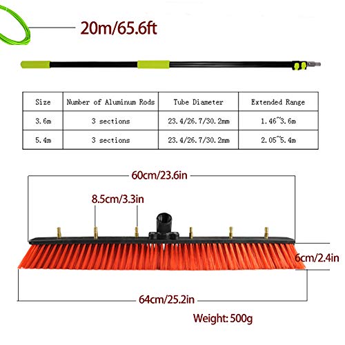 JSZMQD Limpiador de Ventanas con Telescópico Mango, Conveniente para el Coche, Caravana, Caravana, camión, Coche, autobús, Limpieza Paneles solares y PV,3.6m
