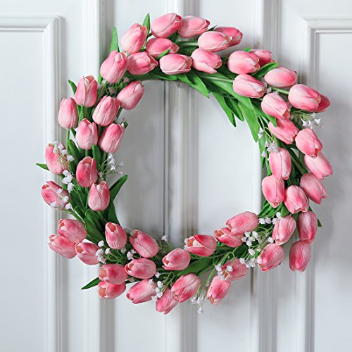 JUSTOYOU El tulipán Toque Real, 33 cm de Largo, Flores Artificiales Decorativas para Ramos de Boda, hogar, Hotel, jardín, Evento de Navidad, Rosa, 20 por Paquete