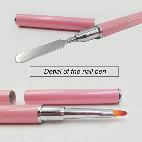 Kalolary 2 en 1 Diseños UV PolyGel Poly Gel Nail Brush Dual-ended Slice Shape Nail Art Tool Cepillos Polygel Herramienta de clavos de para el gel UV de PolyGel Uñas Extensión Multifunal- Rosado