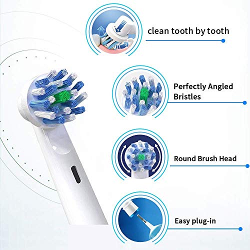 KAV PLUS - Juego de 16 cabezales compatibles con cepillo de dientes eléctrico Cross Action de Oral B, incluye pasta de dientes Oral B Pro Expert