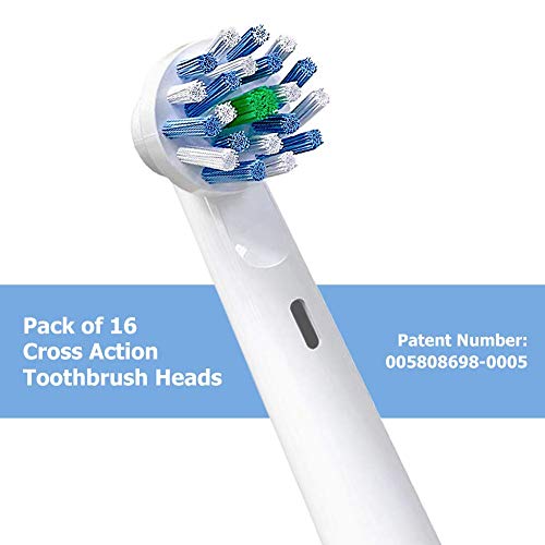 KAV PLUS - Juego de 16 cabezales compatibles con cepillo de dientes eléctrico Cross Action de Oral B, incluye pasta de dientes Oral B Pro Expert