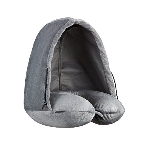 KingCamp Almohada de Viaje Viscoelástica con Memoria, Corrige la Postura del Cuello, Cojín Cervical con Capucha, Fácil de Llevar y Utilizar, Confortable, Color Gris