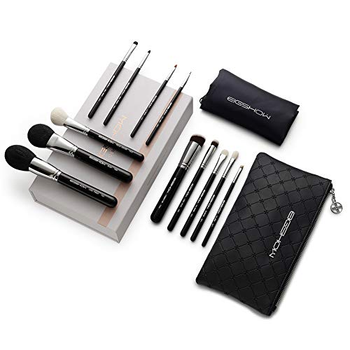 Kit de Brochas Maquillaje 12 Piezas EIGSHOW,clásico,super suave, De fibra sintética y pelo de cabra , de gama alta