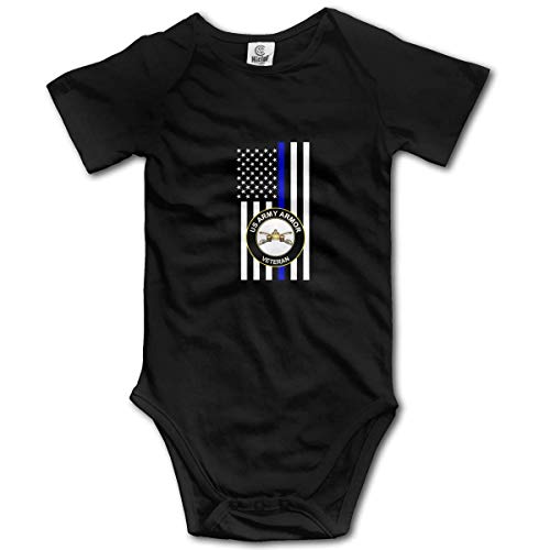 Klotr Thin Blue Line Armadura de Veteranos del ejército de los EE. UU. Shorts para bebés bebés Body de Manga Mamelucos Trajes