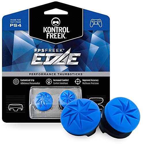 KontrolFreek FPS Freek Edge para mando de PlayStation 4 (PS4) | Performance Thumbsticks | 1 gran altura convexa, 1 baja altura convexo | Azul