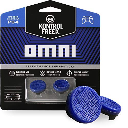 KontrolFreek Omni para mando de PlayStation 4 (PS4) | Performance Thumbsticks | 2 baja altura cóncavos | Azul