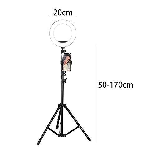 KUYUC 8 Pulgadas Anillo de Luz LED con Trípode & 2 Soporte de Teléfono, Portátil Aro de Luz con 3 Modos de Luz para Móvil Selfie Maquillaje Youtube TIK Tok Live (Size : A)