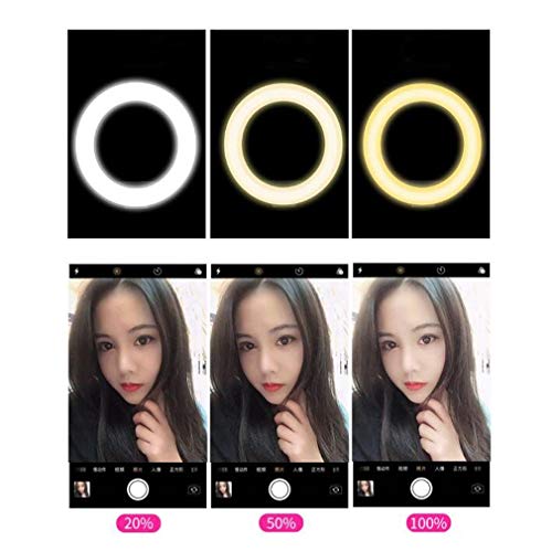 KUYUC 8 Pulgadas Anillo de Luz LED con Trípode & Soporte de Teléfono, Portátil Aro de Luz con 3 Modos de Luz para Móvil Selfie Maquillaje Youtube TIK Tok Live (Size : B)