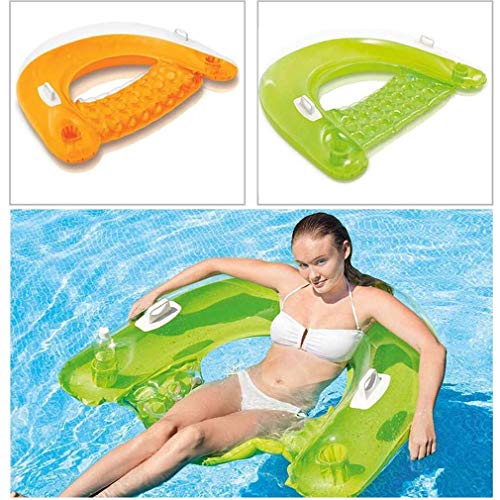 Kyman Ride-On colchón de Aire Inflable Anillo Flotante Inflable Sentado Fila Fila Adulto Fiesta en la Piscina Piscina Flotante Cama de Agua, Verde (Color : Orange)