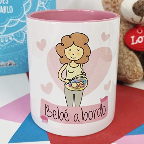 La mente es Maravillosa - Taza con Frase y Dibujo Divertido (Bebé a Bordo) Regalo Original para Futura MAMÁ