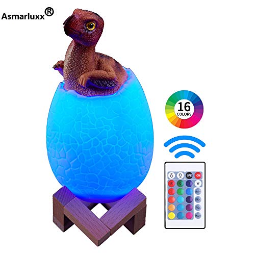 Lámpara de huevo de dinosaurio 3D USB LED recargable 3 o colores Lámpara de escritorio de mesa Luz de noche creativa Decoración Regalo de gota