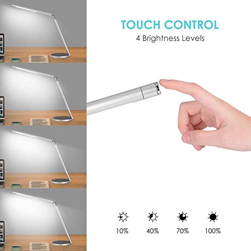 Lámpara de Mesa, Joly Joy Lámpara de Escritorio LED Plegable 7W Luz Multiángulo Ajustable Recargable con 2 Modos de Luz Temperatura del Color (3000-5500K)