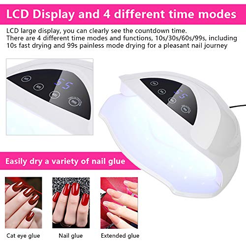 Lámpara Secador de Uñas, 72W Secador De Uñas, Lámpara LED Para Uñas, UV, Con 36 LED/Fuente De Luz Dual / 4 Configuraciones De Temporizador/Sensor De Infrarrojos(Blanco)