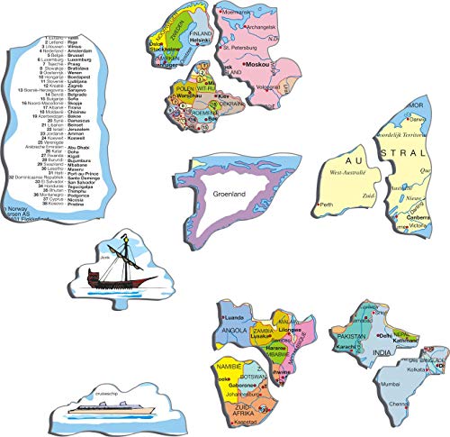 Larsen K1 El Mapa político Mundial, edición en Holandés, Puzzle de Marco con 107 Piezas