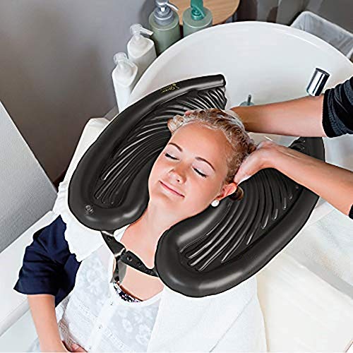 Lavabo de Champú Inflable Negro, Bandeja para Lavar El Pelo Inflable de PVC, Lavacabezas Bandejas Lavar Portátil Médica para Pacientes de Edad Avanzada y Mujeres Embarazadas