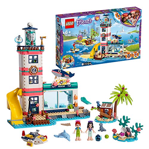 LEGO Friends - Centro de Rescate del Faro Nuevo set de construcción de Colorido Edificio con Tobogán de Juguete y mini muñecas para Recrear Aventuras en la Costa (41380)