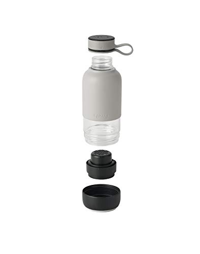 Lékué Botella Vidrio con Funda de Silicona y Filtro para Agua, Gris, 500 ml