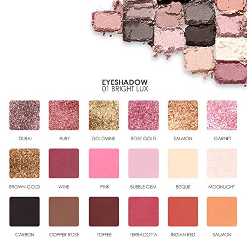 LHWY FOCALLURE 18 Colores De Sombra De Ojos Nacarados Polvo De Sombras De Colores Conjunto De Paleta Paleta De CosméTicos Mate Brillante Sombra De Ojos (A)