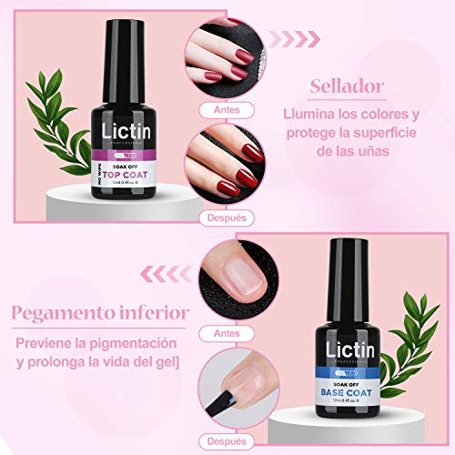 Lictin kit Lampara Uñas de Gel-Lámpara Secador de Uñas UV/LED con 4 * 15ml Extension Glue, 100 Pcs Uñas, 3 * Polvo de Uñas, Seguro y Fácil, Adecuado Para Manicuristas, Principiantes