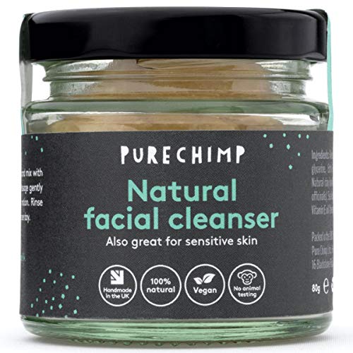 Limpiador Facial Natural (Limpiador Súper Natural) 80g de PureChimp - 100% Natural, Vegano y Hecho a mano en el Reino Unido – Excelente También Para Piel Sensible – Con Extracto de Banana