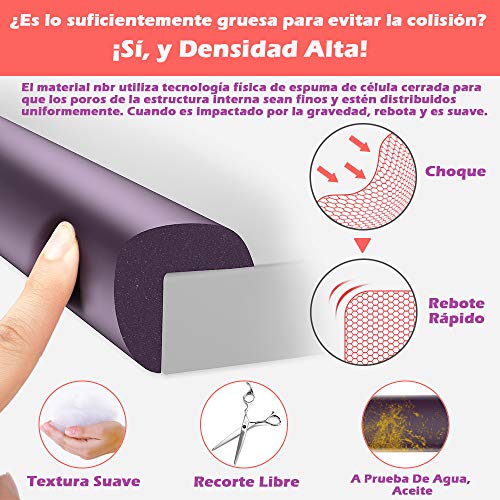 LinGear Kit Protector de Esquinas y Bordes Grueso para Bebés y Niños, 1 Rollo de 5m y Juego de 8 Cantos Protección Bebé en Casa No Tóxico para Mueble, Mesa, Esquina de Pared (Morado)