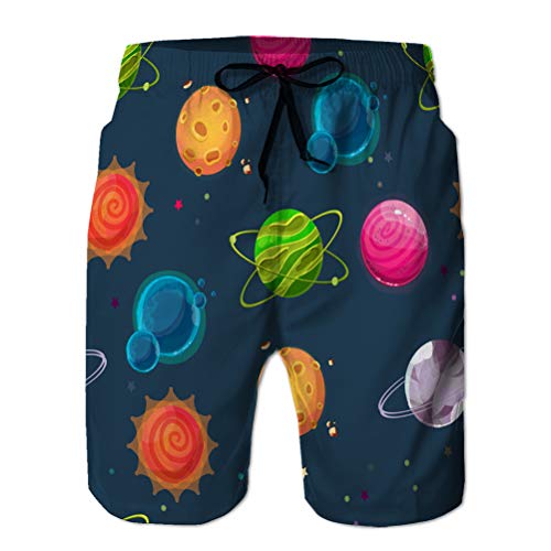 LJKHas232 Men 's Board Short Shorts de baño de Secado rápido Beach Short Fantasy Planet Pattern XXL