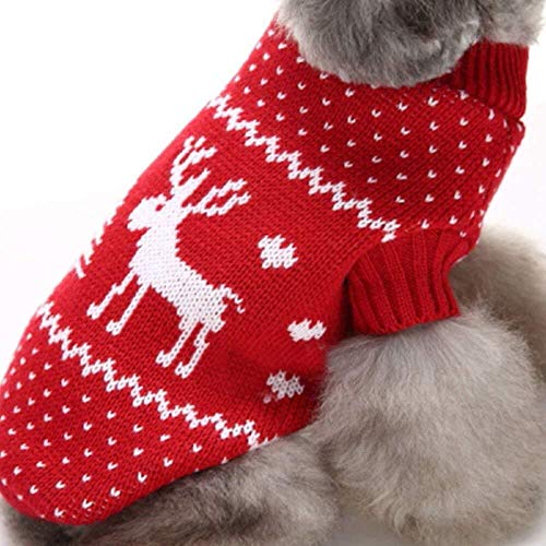 Llp Perro de Perrito Lindo suéter de Punto del Puente de Navidad Vestido de Traje de Reno de Perro de Mascota el día de Navidad de Invierno géneros de Punto del Gato Capa Caliente (Size : XL)