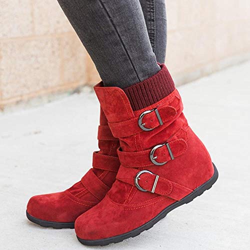 Logobeing Tacones Mujer Plataforma Zapatos Botines de Tacon Mujer Invierno Cómodo Moda 2018 Botas Altos Cuña Zapatos de Tacón Mujer-07152(38,Rojo)