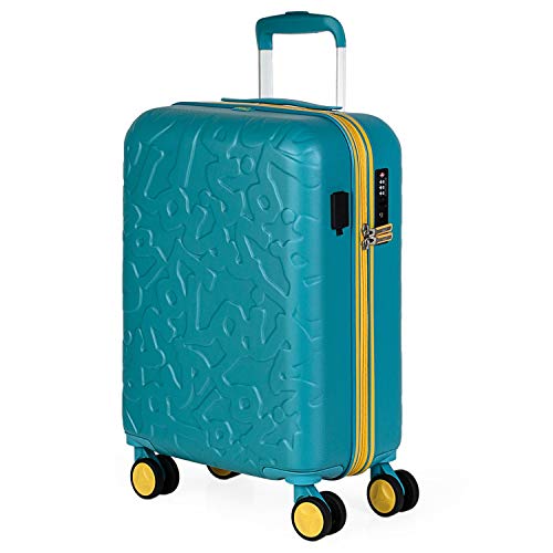 Lois - Maleta Pequeña de Cabina para Viaje Corto. Puerto USB. 4 Ruedas Trolley 55 cm. ABS. Equipaje de Mano. Rígida Cómoda y Ligera. Low Cost. Candado TSA. Calidad. 171150, Color Aguamarina