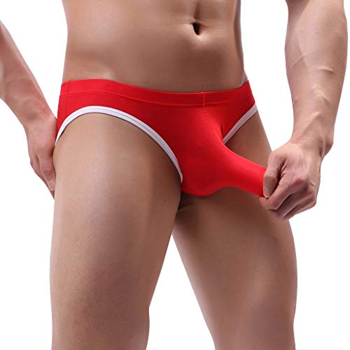 LOPILY Calzoncillos Boxer con Push up y Relleno de Nalgas Hombre Ropa Interior El Boxeador de algodón elástico Tejido de Origen Natural Color sólido Calzoncillos para Hombre(Rojo,XXL)