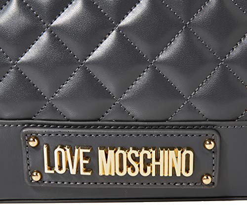 Love Moschino Borsa Quilted Nappa Pu, Bolsa de mensajero para Mujer, Gris (Grigio), 14x26x6 centimeters (W x H x L)