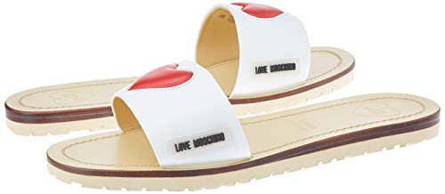 Love Moschino Ja2809, Sandalias con Punta Abierta para Mujer, Blanco (Bianco 100), 41 EU