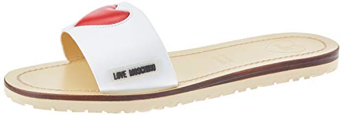 Love Moschino Ja2809, Sandalias con Punta Abierta para Mujer, Blanco (Bianco 100), 41 EU