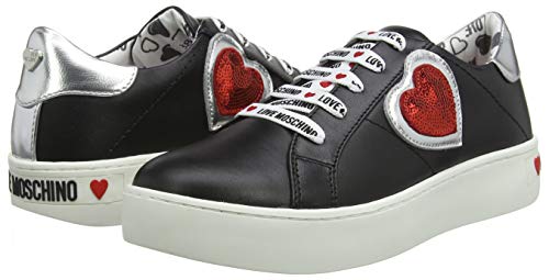 Love Moschino Scarpad.cassetta35, Zapatillas Altas para Mujer, Multicolor (Negro/Argento 00a), 35 EU