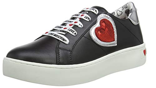 Love Moschino Scarpad.cassetta35, Zapatillas Altas para Mujer, Multicolor (Negro/Argento 00a), 35 EU