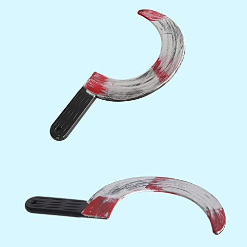 LQH 3pcs / Set Horror Simulación decoración de Halloween Blood Knife Sickle Cleaver Puntales