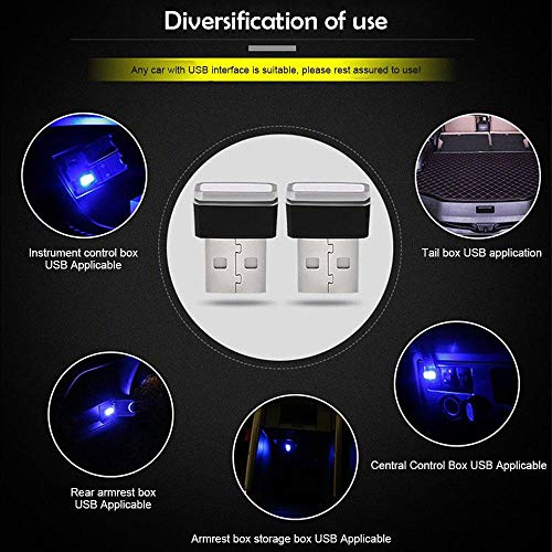 Luces de ambiente LED para automóvil, 5 piezas de iluminación USB Ambiente de luz Set Decoración interior para automóvil (5 colores, rojo/azul/rosa/blanco/azul hielo)