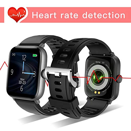 Lucky-M - Reloj Inteligente con Pantalla táctil Completa de 1,54 Pulgadas para iOS Android, Monitor de Actividad física Impermeable IP68 Hombres Mujeres Bluetooth rastreador de Actividad (Negro)