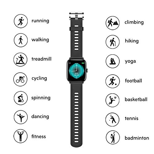 Lucky-M - Reloj Inteligente con Pantalla táctil Completa de 1,54 Pulgadas para iOS Android, Monitor de Actividad física Impermeable IP68 Hombres Mujeres Bluetooth rastreador de Actividad (Negro)